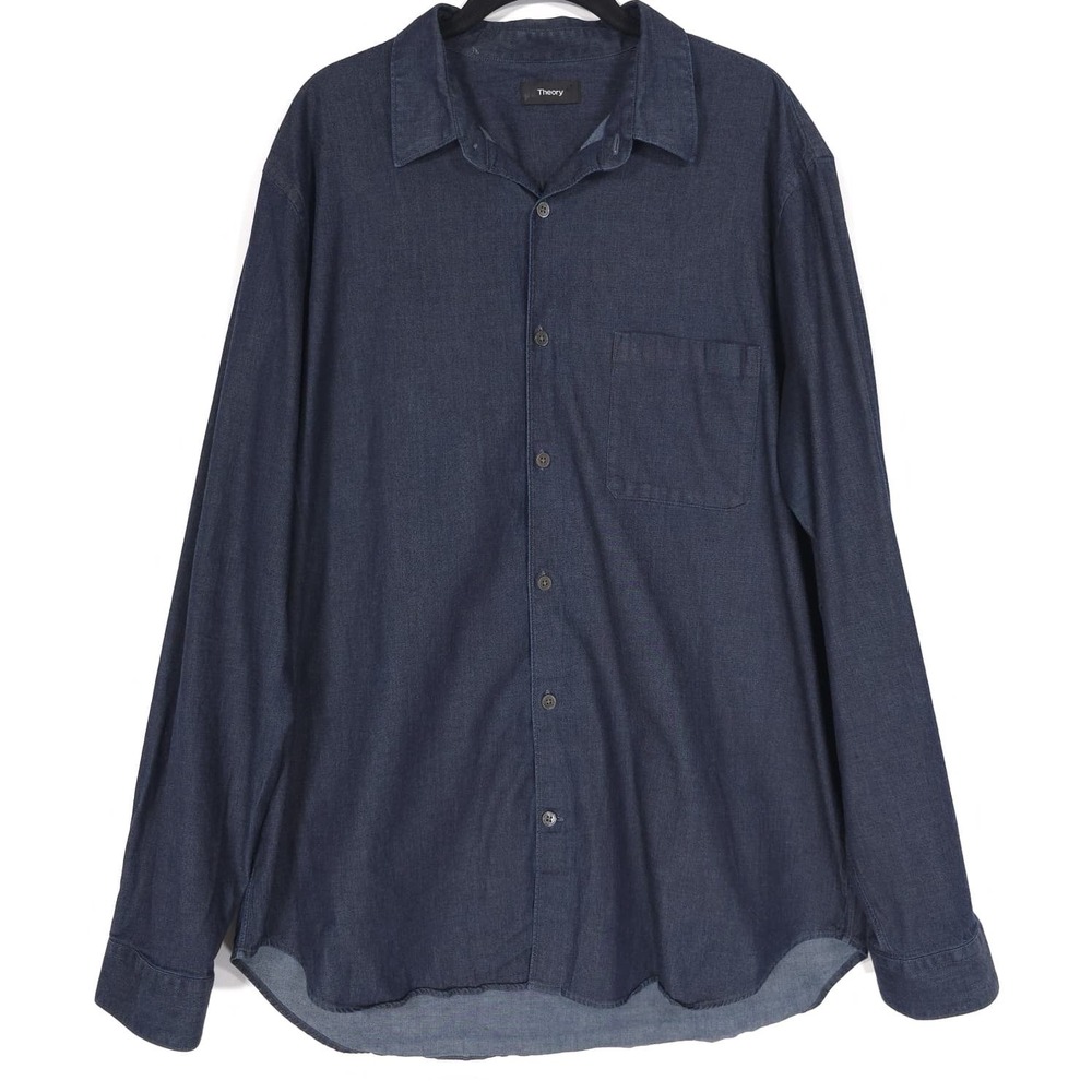 Theory Men's Shirt XXL RAMMY BP TURINI‎ Navy Long Sleeve H0874559 No Size Tag